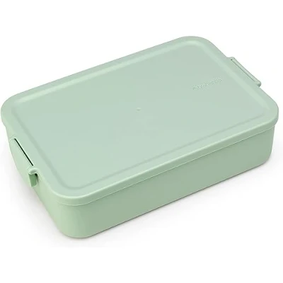 Image of Brabantia Make &amp; Take Lunch Box Large Volume (2L) BPA Free Lid with Clips Suitable for Freezer Dishwasher Microwave Safe Light Grey 25.5 x 16.7 6 cm