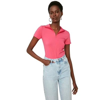 Image of Trendyol Woman Plain Zipper detailed Thin Knit Bodysuit