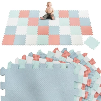 Image of LittleTom 36 Pieces Soft Baby Play Mat for Babies from Day 1 30x30 cm Mats Floor Puzzle Playmat Foam Squares Kids Crawling Childrens Foamplay Tiles