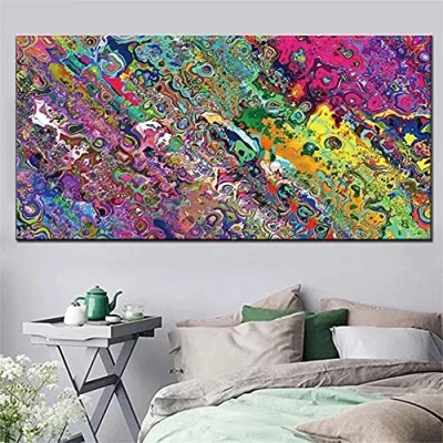 Image of Large 5D Diamond Painting Kit for Adults Full Drill Square Abstract Color 30x90cm DIY Art Crystal Rhinestone Embroidery Cross Stitch Craft Canvas Pictures Home Wall Decor (12x36in)