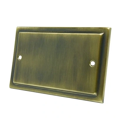 Image of AET VAB2GBP Victorian Antique Brass Double Electrical Blanking Plate 2 Gang, 240 V