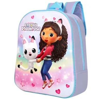 Image of Quickdraw Gabbys Dollhouse Backpack Kids 3D Cover Rucksack Girls Back To School Bag Adjustable Shoulder Straps Premium Travel Backpacks