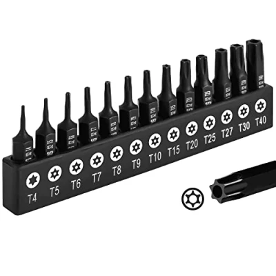 Image of DAKCOS 13 Piece Tamper Proof Torx Bit Set, Premium S2 Alloy Steel Security Star Bits,25mm Long T4 T40