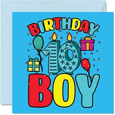 Image of 10th Birthday Card Boy Happy 10 Year Old Boy, Boys Cards for Him, 145mm x Greeting Son Brother Grandson Nephew Cousin God Son, Tenth
