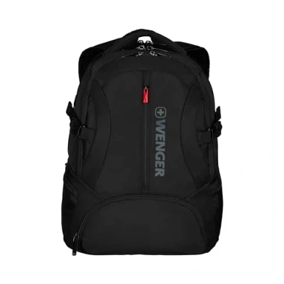 Image of Wenger 600636 Transit 16&#039; Backpack, Padded Laptop Compartment with iPad/Tablet/eReader Pocket in Black (27 litres), 46 Centimeters, WE600636