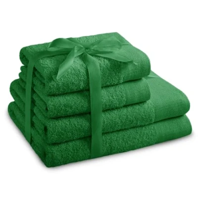 Image of AmeliaHome Set 4pcs 2 Towels 50x100 cm and Bath 70x140 100% Cotton Absorbent Green Amari