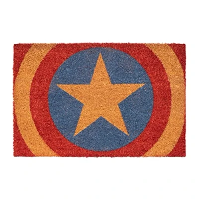 Image of Grupo Erik Marvel Captain America Shield Door Mat 15.7 x 23.6 inches 40 60 cm Coconut Coir Eco Friendly 100% Indoor &amp; Outdoor Gifts