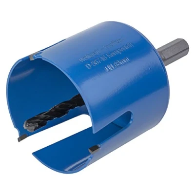 Image of wolfcraft Universal Hole Saw with Mandrel, Pre Assembled, Ø 68 mm I 3882000 use in a wide range of materials, cutting depth 60