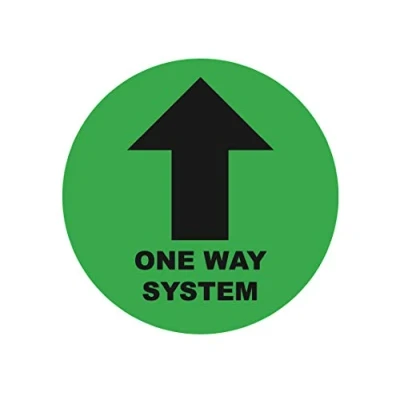 Image of One Way Arrow and System Floor Sticker Safety Sign, Removable, Anti Slip, Self Adhesive Please Follow Social Distancing Sign (220mm x 220mm) (GreenBlack)