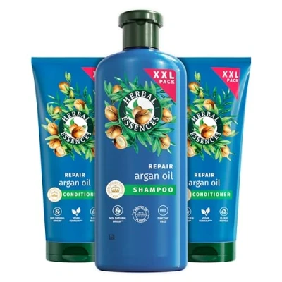 Image of Herbal Essences Argan Oil Shampoo and Conditioner Set For Dry, Curly or Wavy Hair. Helps to hydrate, soften smooth. all hair types including Curls &amp; Waves, 680ml 2x350ml