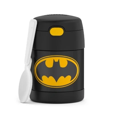 Image of Thermos FUNTAINER 10 Ounce Stainless Steel Vacuum Insulated Kids Food Jar, Batman