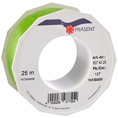 Image of C.E. Pattberg Präsent 40 mm 25 m Wired Organza Ribbon 4 Seasons, Lime Green