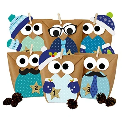 Image of Papierdrachen DIY Advent Calendar Christmas Owls Red with Additional Decoration  Owls Christmas  Fill Yourself