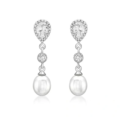 Image of Carissima Gold 9ct White Cubic Zirconia Cluster and Pearl Drop Earrings