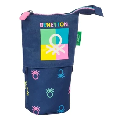 Image of Safta Benetton Cool Convertible Pencil Case, Children&#039;s Child&#039;s Ideal for School Age Children, Comfortable and Versatile, Quality Resistance, 8 x 6 19 cm, Navy Blue, Navy,