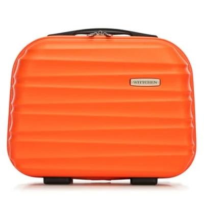 Image of WITTCHEN Cosmetic Case Travel Suitcase Carry On Cabin Luggage Hardshell Made of ABS Combination Lock Groove Line Orange