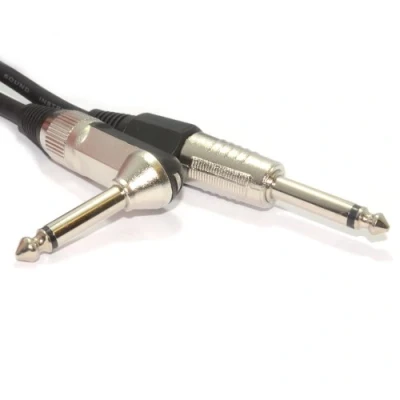 Image of kenable 6.35mm Right Angled SHIELDED Guitar Lead Male Audio Cable 6m [6 metres]