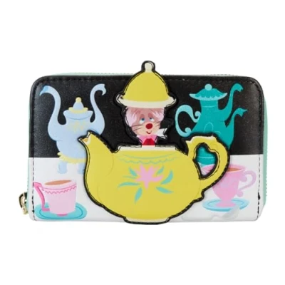 Image of Loungefly Disney Alice in Wonderland Unbirthday Zip Around Wallet, Black/Charcoal, OneSize, Casual
