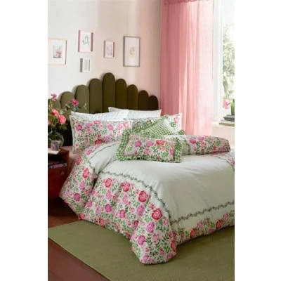 Image of Cath Kidston Dolly Rose Sage Duvet Cover Set Floral Themed King Bedding