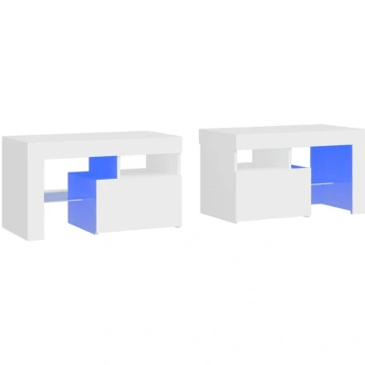 Image of vidaXL Bedside Cabinets 2 pcs with LED Lights White 70x36.5x40 cm