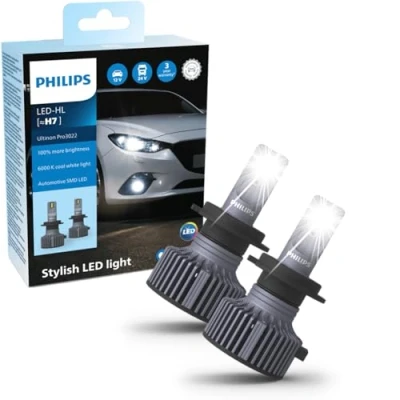 Image of Philips Ultinon Pro3022 LED Car Headlight Bulb (H7), +100%, cool white light of 6.000K, set 2