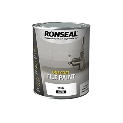 Image of Ronseal One Coat Tile Paint White Satin 750ml, RSLOCTPWS750