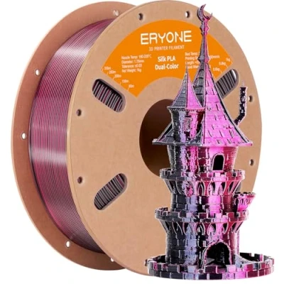 Image of ERYONE Silk PLA Filament 1.75mm, 3D Printer +/ 0.03mm, 1KG Spool, Black&amp;Rose