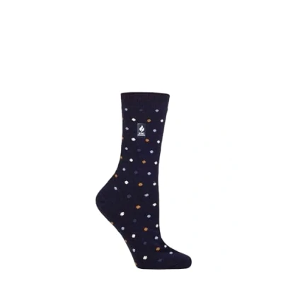 Image of Women&#039;s 1 Pair SOCKSHOP Heat Holders 1.0 TOG Ultralite Striped, Argyle &amp; Patterned Socks Turlan Dots Navy / Twilight Blue 4 8