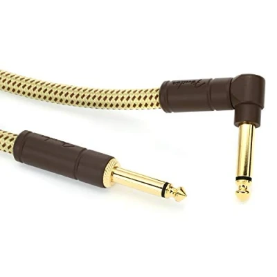 Image of Fender Deluxe Series Instrument Guitar Cable, 10ft / 3m, Straight/Angle Jacks, Tweed