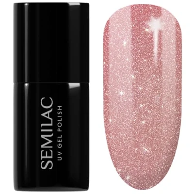 Image of SEMILAC 332 Cat Eye Pink My Dust Nail UV Gel Polish Long Lasting and Easy to Apply Soak off UV/Led Perfect for Home Professional Manicure Pedicure 7 ml