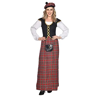 Image of amscan (PKT) (9911187) Adult Ladies Scottish Lady Costume (UK 10 12)