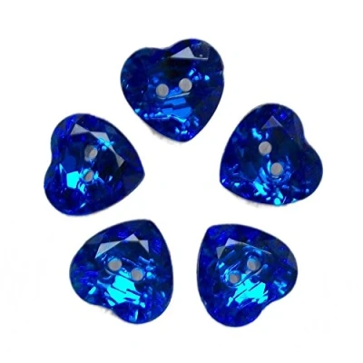 Image of Acrylic Crystal Effect Heart Shape Buttons 12mm Pack of 5 (Blue)