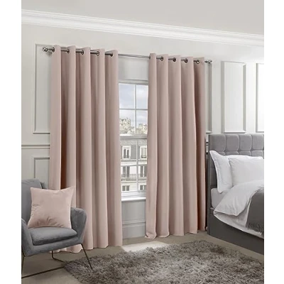 Image of Emma Barclay Cali Eyelet Woven Thermal Blackout Curtains in Blush Pink Width 46 x Drop 72&quot; (116 183cm)