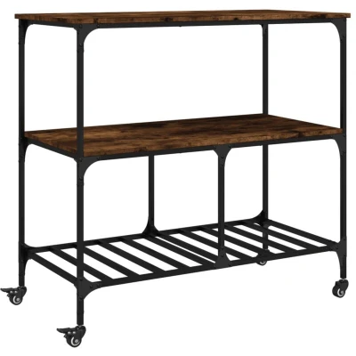 Image of vidaXL Kitchen Trolley Smoked Oak 100x50x95 cm Engineered Wood