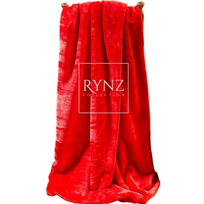 Image of Mink Faux Fur Throw 8 Colours, Large &amp; Xtra 2 3 Seater Sofa/Bed Blanket (Extra (200x240cm), Red)
