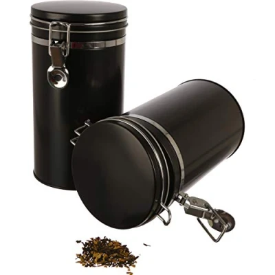 Image of Dosenritter 2x coffee tin/storage tin with swing top and silicone seal, airtight made of metal for 500g each 20 x 10.4cm (H,ø) ideal as a flour or rice
