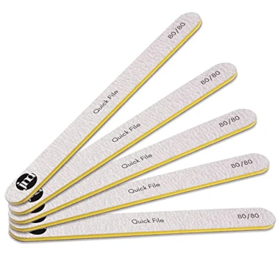 Image of New* JND Professional Salon Grade Double Sided Emery Board Nail Files Buffer Polisher Natural Manicure Pedicure Acrylic Gel Nails (5Pack) (80/80)