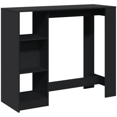 Image of vidaXL Bar Table with Shelf Black 124x46x103.5 cm Engineered Wood