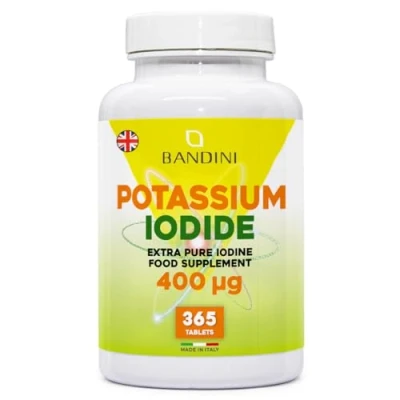 Image of Bandini® Iodine 400mcg 365 Vegan Tablets 1+ Year Supply High Strength Potassium Iodide Supplement 400µg pro Tablet Potency Pure Easy Swallow Micro Non GMO &amp; Gluten Free