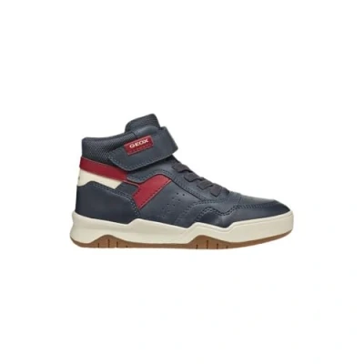 Image of Geox Perth BOY Hightop trainers for kids, Size: 12.5K, Navy/dark red Imitation leather/ textile