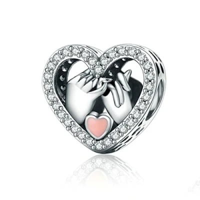 Image of Love Hand Charm 925 Sterling Silver Heart Anniversary Finger Angel Friendship for Pandora Bracelet (A)