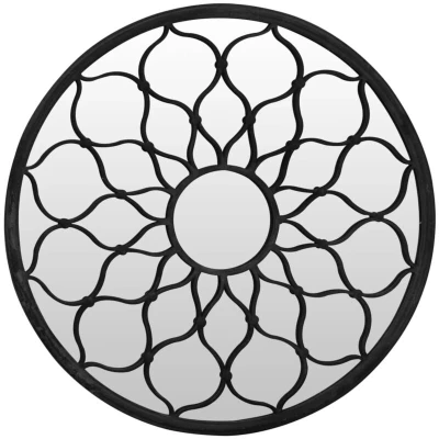 Image of vidaXL Garden Mirror Black 40x3 cm Iron Round for Outdoor Use