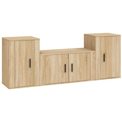 Image of vidaXL 3 Piece TV Cabinet Set Sonoma Oak Engineered Wood