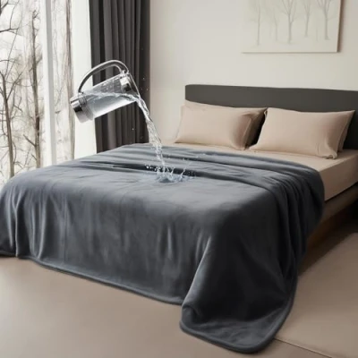 Image of Bedding Aid Waterproof Reversible Blanket, Excellent Leakproof Protector Cover to Protect Bed Mattress, Sofa, Couch from Pee &amp; Spills Adults, Babies, Dogs, Pets (Dark Grey/Light Grey, 203x229cm)