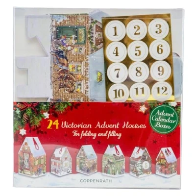 Image of Fill Your Own Victorian Christmas House Advent Calendar Deluxe Traditional Make Boxes Hanging Decorations