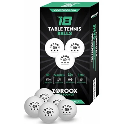 Image of ZOROOOX High Performance 3 Star Table Tennis Balls 9 or 18 Orange White 40+ ABS Competition Grade Ping Pong (Pack of Balls, White)