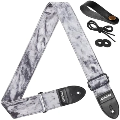 Image of Amumu Guitar Strap Silver Flocking for Bass, Electric &amp; Acoustic Accessories, Silver, 5