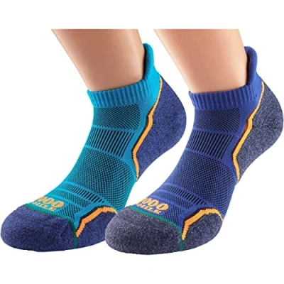 Image of Mens and Women&#039;s 2 Pair 1000 Mile Run Anklet Socks Kingfisher 12 14