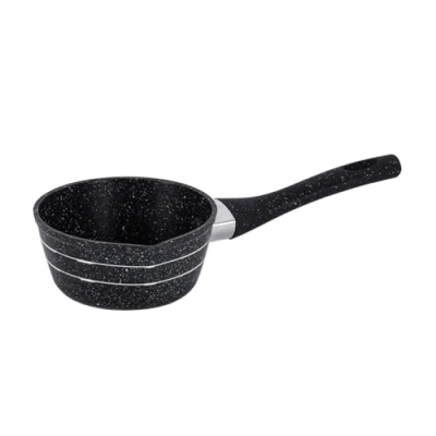 Image of Royalford Milk Pan, 16 Cm Small Multipurpose Saucepan Non Stick Granite Coating Soup Pot Easy to Clean, Induction Sauce with Pour Spout, Black