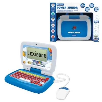 Image of Lexibook JC398i2, Power Junior, Bilingual Educational Laptop ENGLISH/SPANISH with 40 activities including a new way to learn how read and count, Blue/white